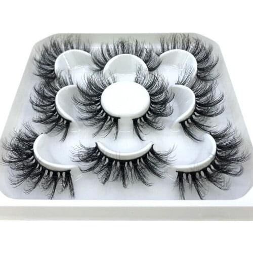 5 Pairs 3d Mink Dramatic Volume Lashes Bulk Faux Thick Long Wispy Natural Mink Lashes Pack Short Wholesales Natural False lashes