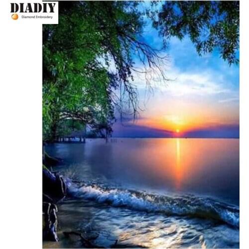 Full Square&round drill 5D DIY Diamond embroidery sun Landscape Diamond Painting Cross Stitch Rhinestone Mosaic decor gift