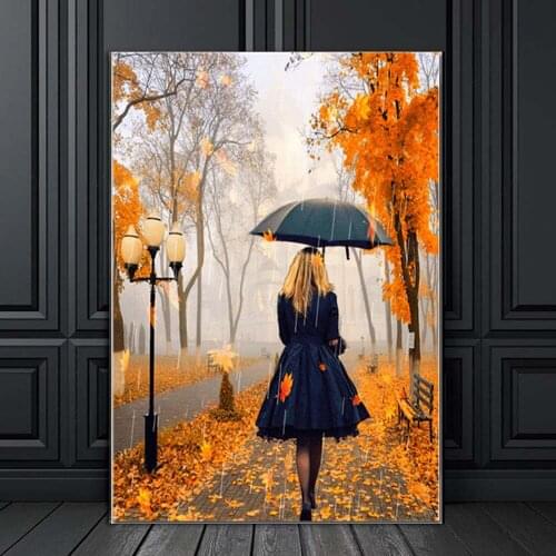 Hot new full square 5D DIY diamond embroidery leaf umbrella diamond painting landscape cross stitch mosaic home decoration