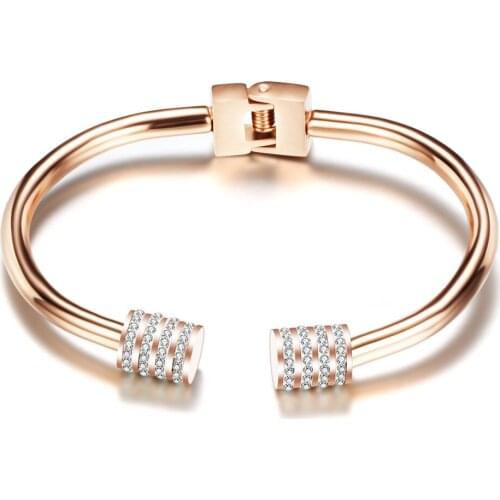 Stainless Steel Bracelet Cylindrical Nail Bracelet Punk Wind Mud Drill Double Cylindrical Titanium Steel Bracelet Wholesale