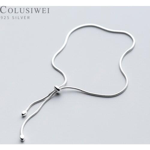 Colusiwei Classic Authentic 925 Sterling Silver Simple Wrap Bracelet for Women Adjustable Bracelet Fine Jewelry Naked Chain