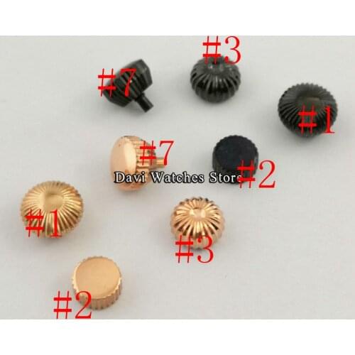 Rose Gold/Black Stainless Watch Crown Steel Fit eta 6497 6498 Seagull ST36 Movement