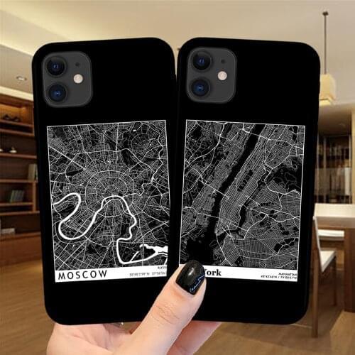 Travel Country Sketch MOSCOW City Map Phone Case For iPhone 11 12 Pro X XS Max XR 6 6S 7 8 Plus 5S SE 2020 Silicone Black Cover