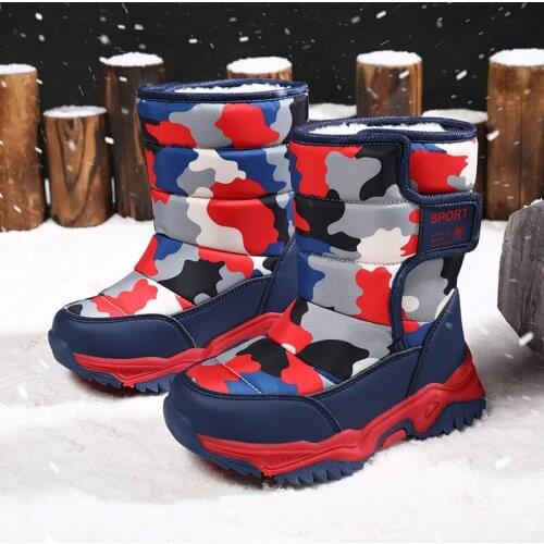 Kids Boots for Girls Shoes Winter Children Snow Boots Waterproof Fashion Boys Shoes Plush Warming Cotton Boots Color Matching