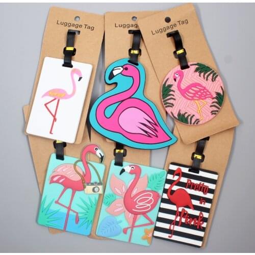 Travel Accessories Cute flamingos Animals Luggage Tag Silica Gel Suitcase ID Addres Holder Baggage Boarding Tag Portable Label