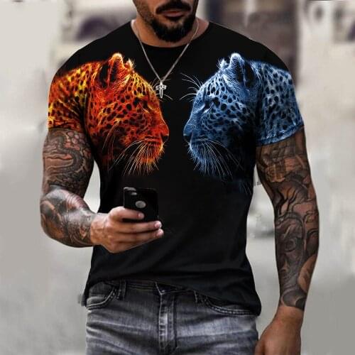 New Summer Mens 3D Print T-shirt O-neck Leopard Lion Animal Short Sleeve Male 3d Clothes Street Fashion Casual Top T Shirt