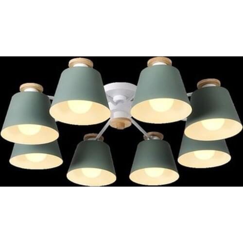Living Room Chandeliers suction top Lighting grey green blue yellow pink body Wooden Hanging Light Lampshade Kitchen Lights