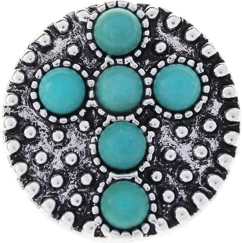 JaynaLee 20mm Turquoise Beads Cross Ginger Snap Charm Fit Snaps Interchangeable Jewelry for women men gifts GJS1038