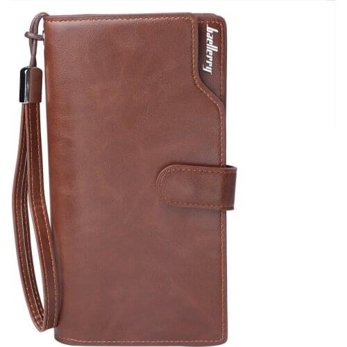 Leather Long Phone Bag for iPhone Men Wallet Pruse Male clutch zipper around wallets men women Money Bags pocket mltifunction