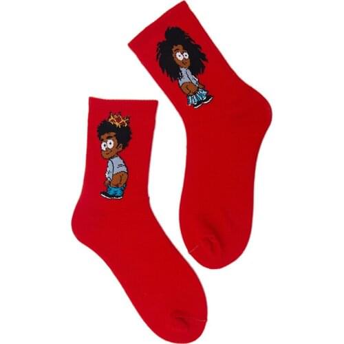 Customized red jacquard boy girl cartoon baby socks, customized logo pattern packaging socks