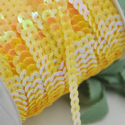 10Y Yellow Color Sequin Ribbon Spangle Lace Sewing Decoration Wedding Embroidery Trim Diy S20