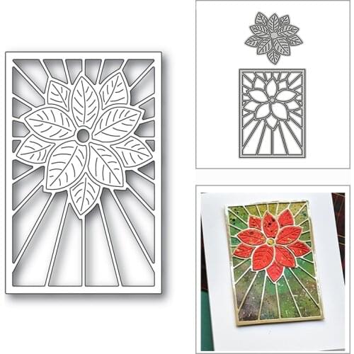 New Poinsettia Line Rectangle Frame 2020 Metal Cutting Dies for DIY Scrapbooking and Card Making Decor Embossing Craft No Stamps