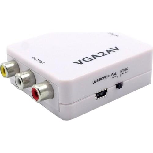 1080P Mini Video Convertor RCA AV to VGA Video Converter With 3.5mm AV VGA/ CVBS Audio to PC HDTV Conversor Computer Drop Ship