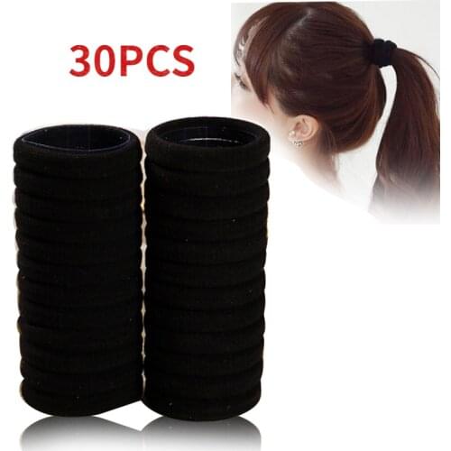 30Pcs Hairdressing Tools Black Rubber Band Hair Ties/Rings/Ropes Gum Ponytail Holders Hair Accessories Elastic Hair Band