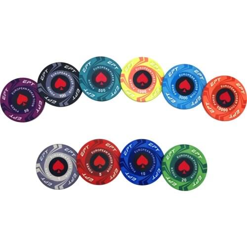 20Pcs/Lot ETP Ceramic Poker Chips Set Texas Hold'em Baccarat Casino Club Playing Card Mahjong Round Peach Heart Chips Board Game