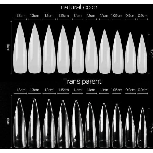 500Pcs Long Pointed False Nail Tips Fingernail Cover Salons Home Manicure Decor