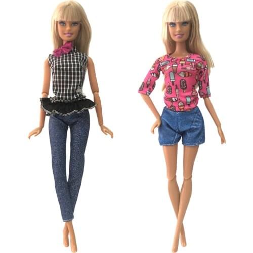 NK Newest Two Set Doll Noble Dress Beautiful Handmade Party Clothes Top Fashion Dress For Barbie Doll Best Child Girls Gift