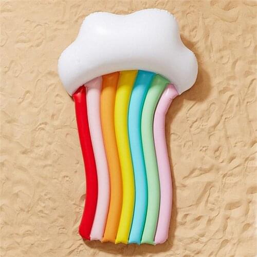 2021 New Summer Floating Row PVC Inflatable Rainbow Swimming Pool Water Hammock Floating Bed Beach Water Sports Lounger Chair