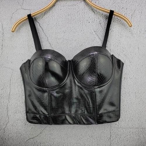 New Crop Top Women Tank Top 2020 Summer Sexy Cropped PU Clothes Bustier Top Black Cami Backless Ladies Camis