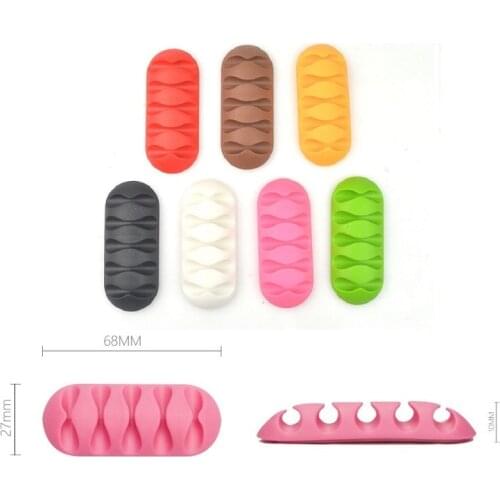 Cable Organizer Silicone USB Cable Winder Flexible Cable Management Clips Cable Holder For Mouse Headphone Earphone free shiping