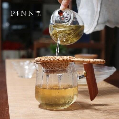 PINNY Glass Heat Resistant Hammer Cha Hai Anti-scalding Solid Wood handleTransparent Heat Fesistant Fair Cups