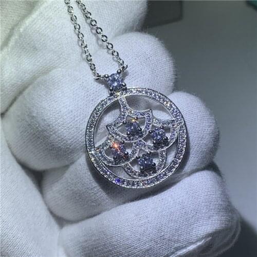 Fashion Art Big Tree shape Pendants Diamond 100% Real 925 Sterling silver Wedding Pendant with Necklace for women Bridal jewelry