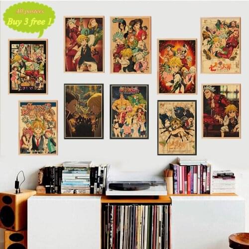 Japan Anime The Seven Deadly Sins Retro Posters Vintage poster Wall Decor For Home Bar Cafe room
