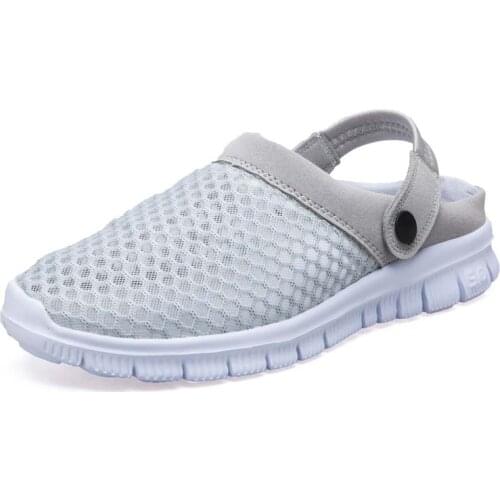 New Brand Clogs Sandals Women 2020 Summer Mesh Breathable Men Sandals Unisex Couple Light Comfortable Flat Shoes Plus Size 36~46