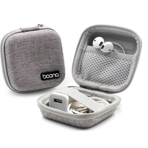 TUUTH EVA Cable Storage Bag Fits To USB Charger Earphone Wire Power Bank Data Line Black/Gray Portable Travel Cable Bag