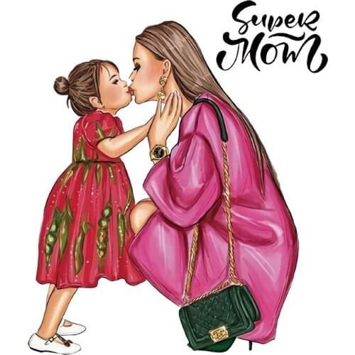 Super Mom Iron-on Transfers Patches For Clothing Vinyl Thermo Stickers Applique Diy Thermotransfer Stripes On Clothes Set