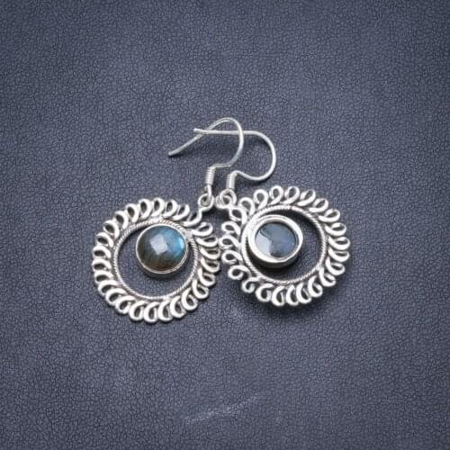 Natural Labradorite Handmade Unique 925 Sterling Silver Earrings 1 1/2" Y2154