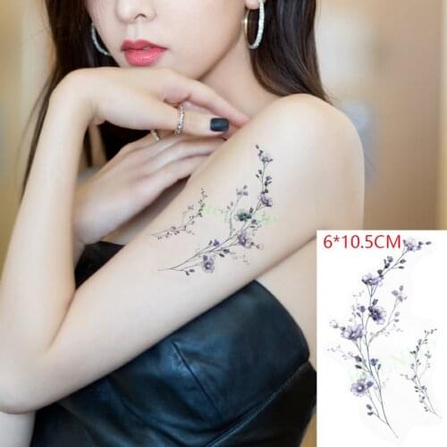 Waterproof Temporary Tattoo Sticker ins Purple flowers sexy Body Art Flash Tatto Fake Tatoo for Women Men