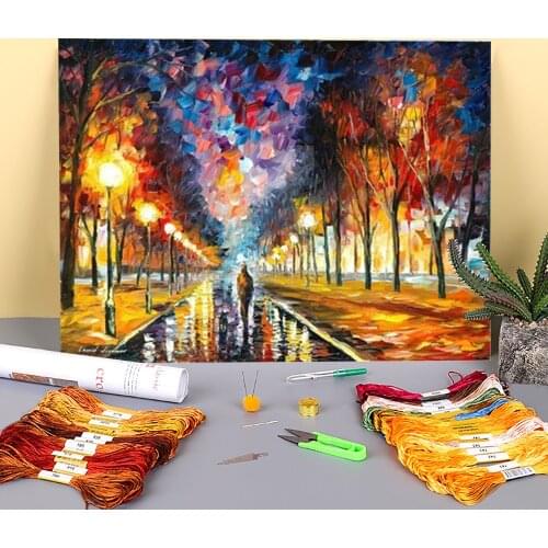 Evening Stroll Printed 11CT Cross-Stitch Complete Kit Embroidery DMC Threads Craft Knitting Handicraft Painting Magic