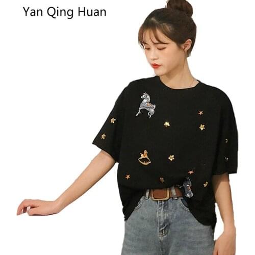 Женские футболки с пайетками YANQINGHUAN China At AliExpress