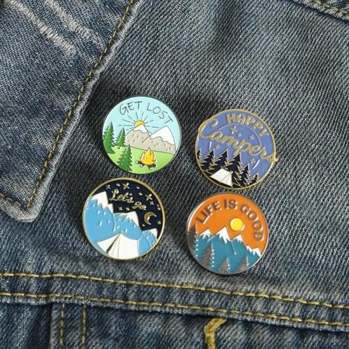 Life Is Good Enamel Pin Four Seasons Scenery Go Outdoor Brooch Lapel Pin Badge Cartoon Travel Jewelry Gift Wholesale To Friends