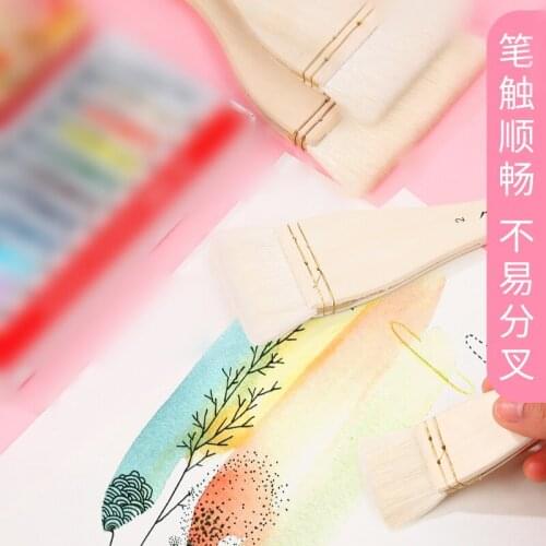 1pc wool brush watercolor shading pen Flat head Chinese painting board brush Watercolor painting brush pen Art special brush