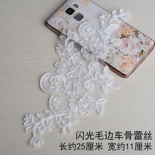 1PCS High Quality Tulle White Lace Fabric Applique Patch Lace Fabric Flower Lace Collar Patches Accessories dentelle parches K05