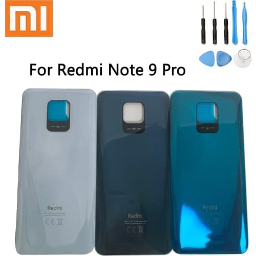 100% Original New Xiaomi Redmi Note 9 Pro Back Battery Cover Glass Housing Door Rear Case Phone Lid with Adhesive with tools