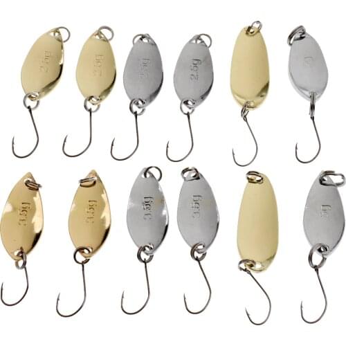 12 Pieces Spoon Lures Metal Hard Bait Fishing Spinnerbait Crankbait Tackle Mixed sequins lure bait set