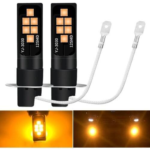 2pcs new H3 LED Bulb Fog Lights 3030Chip With lens Car Lamp Led Daytime Running Auto 6000K White orange ice blue Pink purple