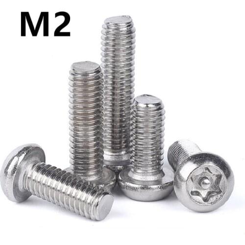 200pcs/lot M2x3/4/5/6/8/10/12mm Stainless steel pan head torx with pin screw anti theft safety security screws