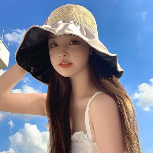 2012 Fashion Female hat Uv Protection Bow Beach Hat Sun Hat Summer Women Ponytail Visor Wide Brim Ladies Sunhat Ladies Hats