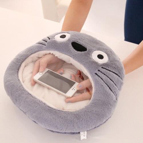30*35cm Cute Cartoon Totoro Monkey Paw Transparent Visible Hand Warmer Plush Stuffed Winter hand warm Soft Pillow Cushion Toys