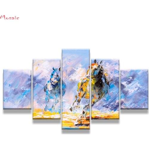 5pcs Diamond Painting"Abstract Galloping Artistic Horse"3d Pictures Of Rhinestones,Full square Diamond Embroidery for room decor