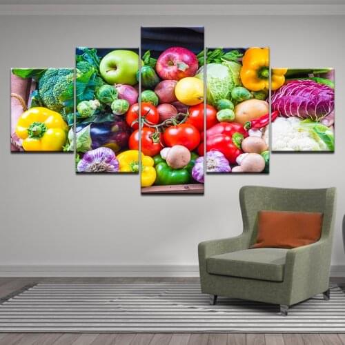5 Pieces Food Fruit and vegetable HD Print Canvas Painting Kitchen Home Decor Wall Art Picture Restaurant bar decoration Posters
