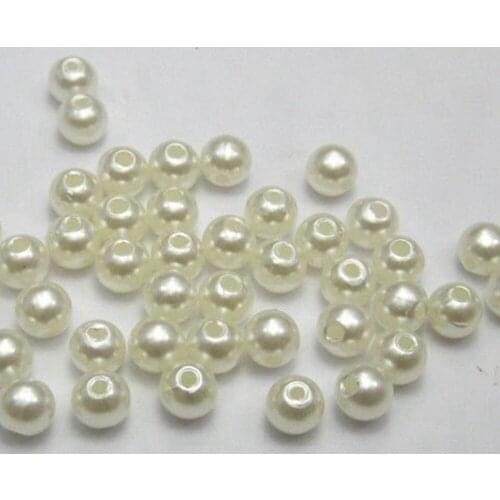 500 Pcs 6mm Plastic Faux Pearl Round Beads Ivory Imitation Pearl