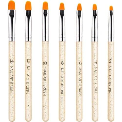 7Pcs/set Professional Manicure UV Gel Brush Pen Transparent Acrylic Nail Art Painting Drawing Brush Phototherapy Tools