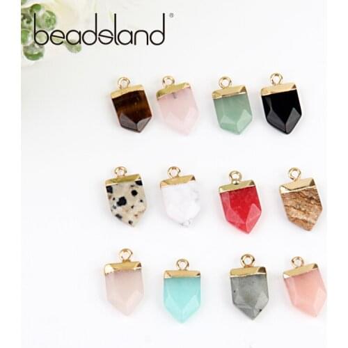 Beadsland Shovel Shape Colorful Natural Stone Pendant For DIY Necklace Woman Girl Gift 40384