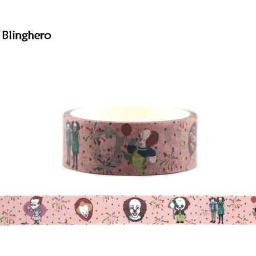 Blinghero Ghost 15mmX5m Washi Tape Horror Masking Tape Adhesive Tapes Cartoon Clown Print Tapes Cool Decal BH0052