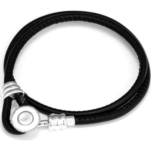 CKK Bracelet for women Men Black Leather Bracelets Pulseira Feminina Masculina Pulseras Mujer Silver 925 Sterling jewelry